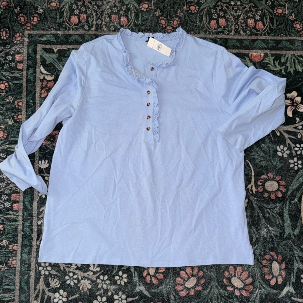 Ann Taylor Sky Blue Ruffle Blouse Top